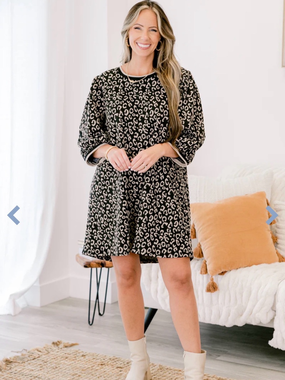 Chic Soul Leopard Print Black & Cream Shift Dress